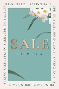 Spring sale template vector for social media post