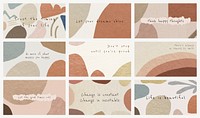 Editable presentation template vector set earth tone abstract design with motivational quotes