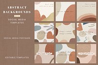 Editable motivational quote template vector set earth tone abstract design
