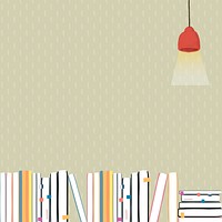 Education background psd with books and ceiling lamp