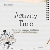 Activity time template vector on paper with student doodle