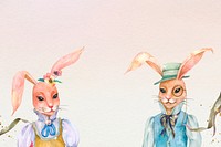 Lovely Easter bunny background psd looking at each other illustration 