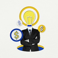 Creative businessman psd with light bulb for growth marketing idea remixed media