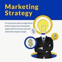 Editable marketing strategy template vector with businessman and lightbulb remixed media