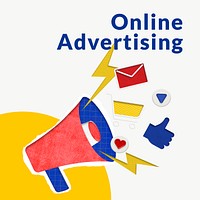 Editable online advertising template vector with megaphone for e-commerce business