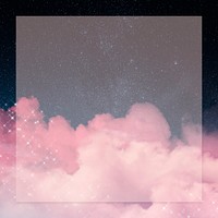 Sparkling pink galaxy frame psd