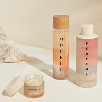 Cosmetic jars and bottles mockup psd beauty product