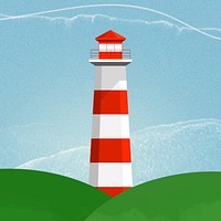 Lighthouse background psd in red and white color mixed media