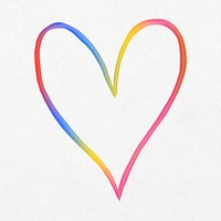 Colorful cute heart vector in doodle style