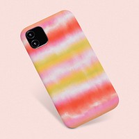 Phone case mockup psd in colorful tie dye pattern