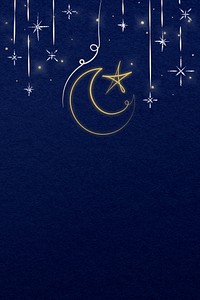 Ramadan blue background psd with star and crescent moon