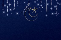 Ramadan blue background vector with star and crescent moon border