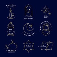 Ramadan kareem doodle logo vector set