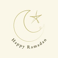 Ramadan kareem logo psd with doodle star and crescent moon