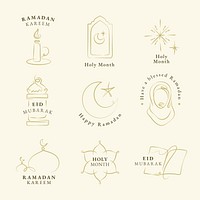 Ramadan kareem doodle logo vector set