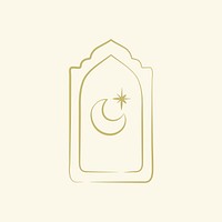 Islamic logo illustration with doodle star and crescent moon