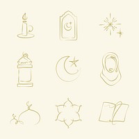 Islamic doodle logo psd set