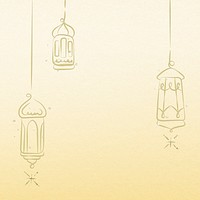 Ramadan background psd with hanging gold lanterns