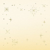 Gold light sparkle frame on textured yellow background