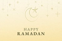 Happy ramadan social media banner with star and crescent moon illustration
