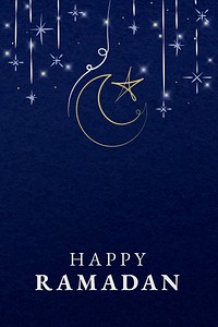Editable ramadan template vector for social media post with star and crescent moon