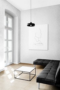 Minimal living room in black and white theme