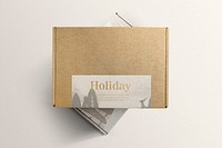 Christmas paper box mockup, package delivery psd