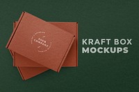 Kraft box packaging mockup psd in red advertisement