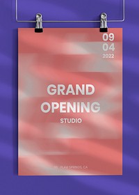 Editable clipped poster mockup psd for grand opening ad