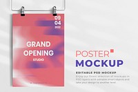 Editable clipped poster mockup psd for grand opening