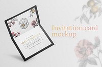 Floral invitation card mockup psd in black classy design