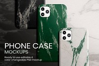Editable marble phone case psd mockup ad for digital device product