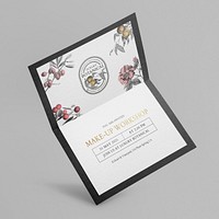 Floral invitation card mockup psd in black classy design