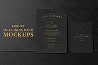 Menu card psd mockup ad in black luxury style for restaurants