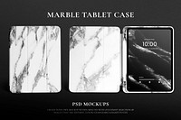 Tablet case mockup psd with marble design editable advertisement