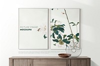 Picture frame mockups psd hanging on the wall