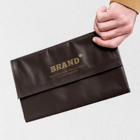 Brown clutch bag psd mockup women’s simple apparel