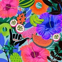 Colorful tropical pattern background vector