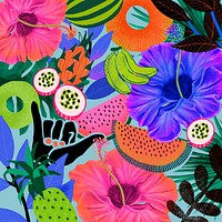 Colorful tropical pattern background illustration