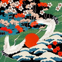 Vintage Japanese art pattern vector illustration