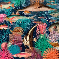 Vintage underwater pattern background vector, remixed from public domain artworks