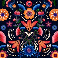 Mexican ethnic flower pattern psd