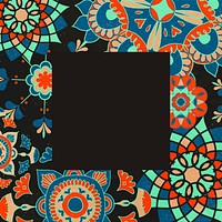 Ethnic frame vector illustration with floral pattern, remixed from public domain artworks