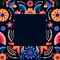 Ethnic frame vector illustration with Mexican flower pattern