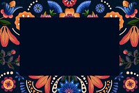 Ethnic frame psd illustration with Mexican flower pattern