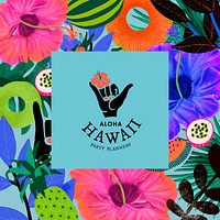 Tropical flower pattern template vector with minimal logo