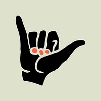 Hang loose hand psd illustration