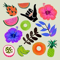 Tropical design psd colorful illustration