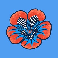 Batik flower vector illustration in blue tone