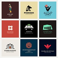 Colorful logo psd illustration for branding set